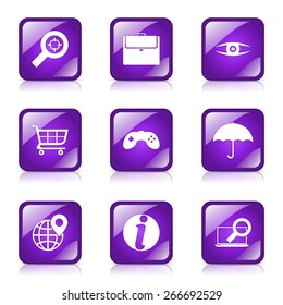 SEO Internet Sign Square Vector Violet Icon Design Set 10