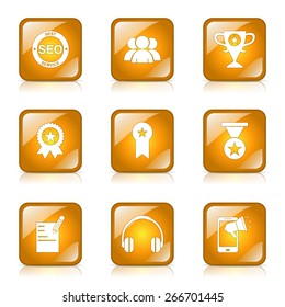 SEO Internet Sign Square Vector Yellow Icon Design Set 9
