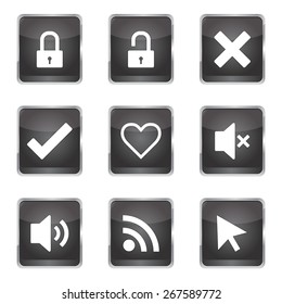 SEO Internet Sign Square Vector Black Icon Design Set 4