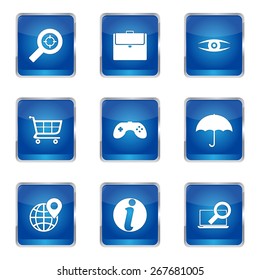 SEO Internet Sign Square Vector Blue Icon Design Set 10
