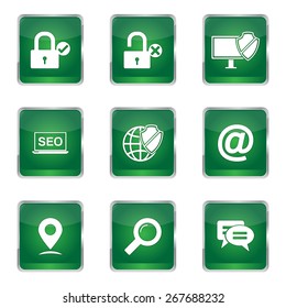SEO Internet Sign Square Vector Green Icon Design Set 3