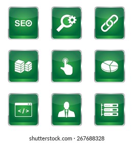 SEO Internet Sign Square Vector Green Icon Design Set 11