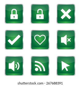 SEO Internet Sign Square Vector Green Icon Design Set 4