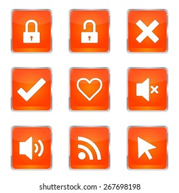 SEO Internet Sign Square Vector Orange Icon Design Set 4