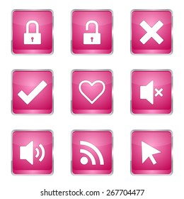 SEO Internet Sign Square Vector Pink Icon Design Set 4