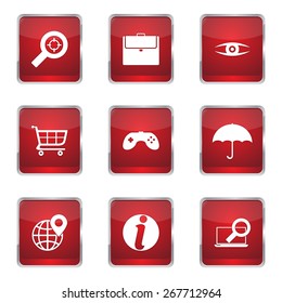 SEO Internet Sign Square Vector Red Icon Design Set 10
