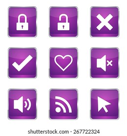 SEO Internet Sign Square Vector Violet Icon Design Set 4