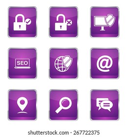 SEO Internet Sign Square Vector Violet Icon Design Set 3