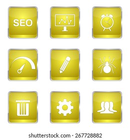 SEO Internet Sign Square Vector Yellow Icon Design Set 8