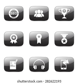 SEO Internet Sign Square Vector Black Icon Design Set 9