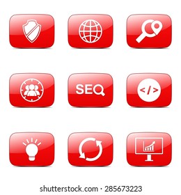 SEO Internet Sign Square Vector Red Icon Design Set 2