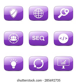 SEO Internet Sign Square Vector Violet Icon Design Set 2