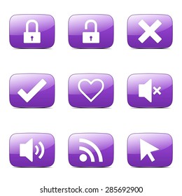 SEO Internet Sign Square Vector Violet Icon Design Set 4