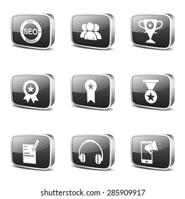SEO Internet Sign Square Vector Black Icon Design Set 9
