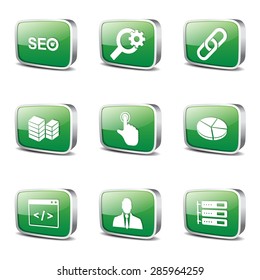SEO Internet Sign Square Vector Green Icon Design Set 11