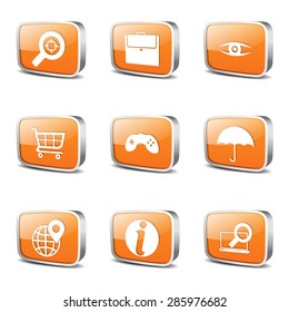 SEO Internet Sign Square Vector Orange Icon Design Set 10