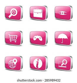 SEO Internet Sign Square Vector Pink Icon Design Set 10