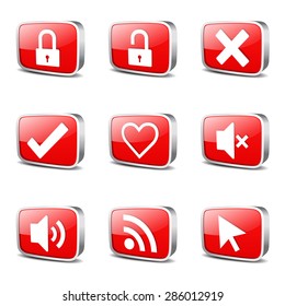 SEO Internet Sign Square Vector Red Icon Design Set 4