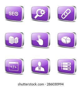 SEO Internet Sign Square Vector Violet Icon Design Set 11