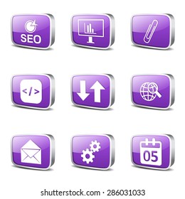 SEO Internet Sign Square Vector Violet Icon Design Set 6