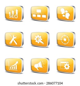 SEO Internet Sign Square Vector Yellow Icon Design Set 5