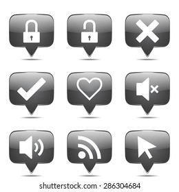 SEO Internet Sign Square Vector Black Icon Design Set 4