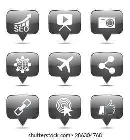 SEO Internet Sign Square Vector Black Icon Design Set 1