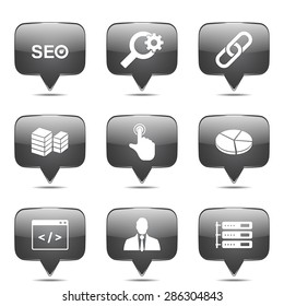 SEO Internet Sign Square Vector Black Icon Design Set 11
