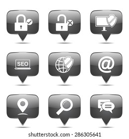 SEO Internet Sign Square Vector Black Icon Design Set 3