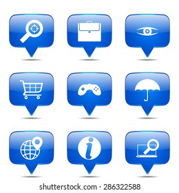 SEO Internet Sign Square Vector Blue Icon Design Set 10