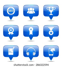 SEO Internet Sign Square Vector Blue Icon Design Set 9