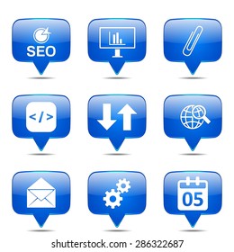 SEO Internet Sign Square Vector Blue Icon Design Set 6