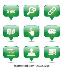SEO Internet Sign Square Vector Green Icon Design Set 11