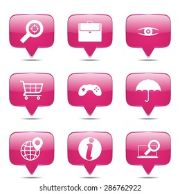 SEO Internet Sign Square Vector Pink Icon Design Set 10