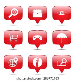 SEO Internet Sign Square Vector Red Icon Design Set 10