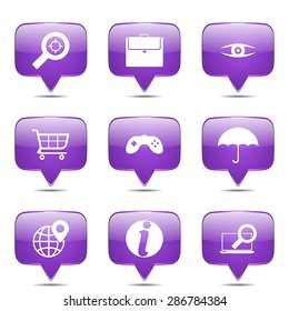 SEO Internet Sign Square Vector Violet Icon Design Set 10