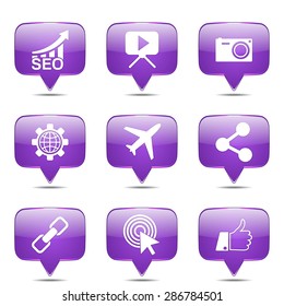 SEO Internet Sign Square Vector Violet Icon Design Set 1