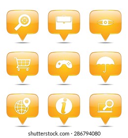 SEO Internet Sign Square Vector Yellow Icon Design Set 10