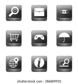 SEO Internet Sign Square Vector Black Icon Design Set 10