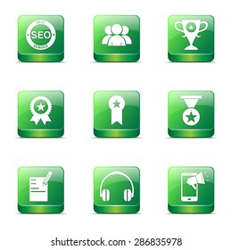SEO Internet Sign Square Vector Green Icon Design Set 9