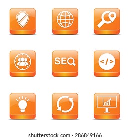 SEO Internet Sign Square Vector Orange Icon Design Set 2