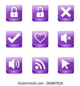 SEO Internet Sign Square Vector Violet Icon Design Set 4