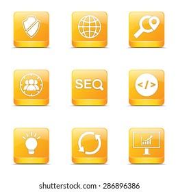 SEO Internet Sign Square Vector Yellow Icon Design Set 2