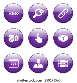SEO Internet Sign Violet Vector Button Icon Design Set 11