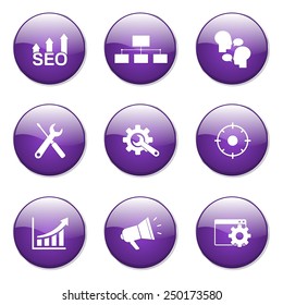 SEO Internet Sign Violet Vector Button Icon Design Set 5