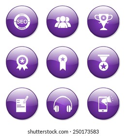 SEO Internet Sign Violet Vector Button Icon Design Set 9