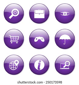 SEO Internet Sign Violet Vector Button Icon Design Set 10