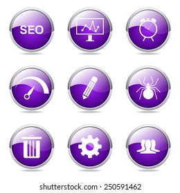 SEO Internet Sign Violet Vector Button Icon Design Set 8