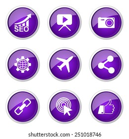 SEO Internet Sign Violet Vector Button Icon Design Set 1