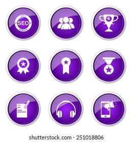 SEO Internet Sign Violet Vector Button Icon Design Set 9